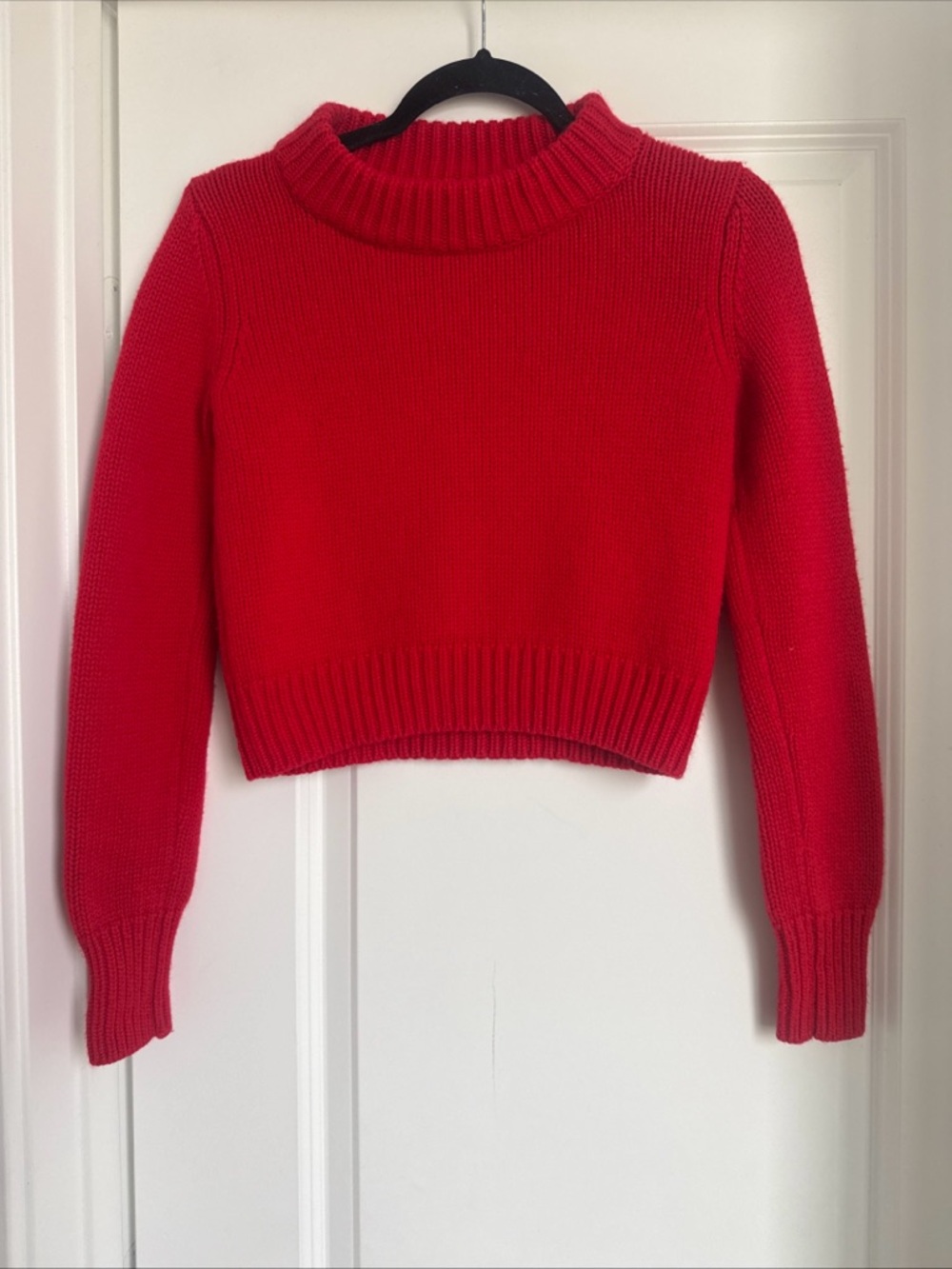 La Ligne Women’s Solid Mini Marin Sweater Bright Red Wool Cashmere Size XXS